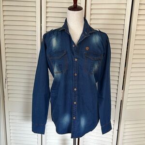 Denim Button-Down Shirt - Blue